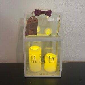 Rae Dunn Cream Lantern with Yellow Glow